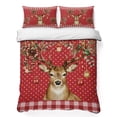 thumbnail image 1 of Quilts Twin XL Size Bedding Set, Christmas Elk Lightweight Quilted Comforter, Xmas Ball Botanical Red Checked Polka Dot Soft Reversible Bedspread Coverlet with Pillow Covers for All Season, 68" x 98", 1 of 9