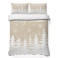 thumbnail image 1 of Quilts Twin XL Size Bedding Set, Christmas Trees Lightweight Quilted Comforter, Winter Xmas Snowflakes Pine Beige Brown Soft Reversible Bedspread Coverlet with Pillow Covers for All Season, 68" x 98", 1 of 9