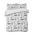 thumbnail image 1 of Quilts Twin-XL Size Bedding Set, Coastal Nautical Lightweight Quilted Comforter, Summer Ocean Beach Coconut Trees Grey Soft Reversible Bedspread Coverlet with Pillow Covers for All Season, 68" x 98", 1 of 7