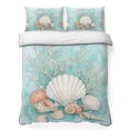 thumbnail image 1 of Quilts Twin XL Size Bedding Set, Coastal Seashells Lightweight Quilted Comforter, Watercolor Ocean Coral Conch Blue Green Soft Bedspread Coverlet with Pillow Covers for All Season, 68" x 98", 1 of 9