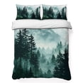 thumbnail image 1 of Quilts Twin XL Size Bedding Set, Dark Green Forest Lightweight Quilted Comforter, Nature Foggy Mountain Pine Tree Soft Reversible Bedspread Coverlet with Pillow Covers for All Season, 68" x 98", 1 of 9
