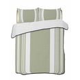 thumbnail image 1 of Quilts Twin-XL Size Bedding Set, Farmhouse Sage Green Lightweight Quilted Comforter, Aesthetic Modern Line Striped Soft Reversible Bedspread Coverlet with Pillow Covers for All Season, 68" x 98", 1 of 7