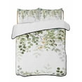 thumbnail image 1 of Quilts Twin-XL Size Bedding Set, Green Eucalyptus Leaves Lightweight Quilted Comforter, Summer Botanical Weeping Soft Reversible Bedspread Coverlet with Pillow Covers for All Season, 68" x 98", 1 of 7
