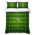 thumbnail image 1 of Quilts Twin XL Size Bedding Set, Green Football Field Lightweight Quilted Comforter, Center Circle Soccer Ball Soft Reversible Bedspread Coverlet with Pillow Covers for All Season, 68" x 98", 1 of 9