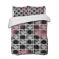 thumbnail image 1 of Quilts Twin-XL Size Bedding Set, Grey Pink Geometric Lightweight Quilted Comforter, Black White Boho Soft Reversible Bedspread Coverlet with Pillow Covers for All Season, 68" x 98", 1 of 7