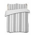 thumbnail image 1 of Quilts Twin-XL Size Bedding Set, Grey Striped Lightweight Quilted Comforter, Blue Geometric Line Stripes Farmhouse Soft Reversible Bedspread Coverlet with Pillow Covers for All Season, 68" x 98", 1 of 7