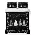 thumbnail image 1 of Quilts Twin XL Size Bedding Set, Merry Christmas Lightweight Quilted Comforter, Xmas Snowflake Pine Trees Winter Black Soft Reversible Bedspread Coverlet with Pillow Covers for All Season, 68" x 98", 1 of 9