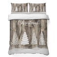 thumbnail image 1 of Quilts Twin XL Size Bedding Set, Merry Christmas Lightweight Quilted Comforter, Xmas Trees Snowflake Snowy Wooden Brown Soft Reversible Bedspread Coverlet with Pillow Covers for All Season, 68" x 98", 1 of 9