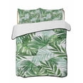 thumbnail image 1 of Quilts Twin-XL Size Bedding Set, Monstera Leaves Lightweight Quilted Comforter, Summer Palm Leaf Botanical Wooden Grey Soft Reversible Bedspread Coverlet with Pillow Covers for All Season, 68" x 98", 1 of 7