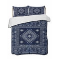 thumbnail image 1 of Quilts Twin-XL Size Bedding Set, Navy Blue Brown Southwest Lightweight Quilted Comforter, Boho Ethnic Western Geometric Soft Reversible Bedspread Coverlet with Pillow Covers for All Season, 68" x 98", 1 of 7