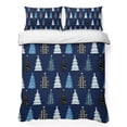 thumbnail image 1 of Quilts Twin XL Size Bedding Set, Navy Blue Christmas Lightweight Quilted Comforter, Black White Xmas Trees Rustic Winter Reversible Bedspread Coverlet with Pillow Covers for All Season, 68" x 98", 1 of 9