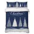 thumbnail image 1 of Quilts Twin XL Size Bedding Set, Navy Blue Christmas Lightweight Quilted Comforter, Xmas Trees Snowflake Snowy Winter Soft Reversible Bedspread Coverlet with Pillow Covers for All Season, 68" x 98", 1 of 9