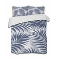 thumbnail image 1 of Quilts Twin-XL Size Bedding Set, Navy Blue Palm Leaves Lightweight Quilted Comforter, Summer Botanical Tropical Plants Soft Reversible Bedspread Coverlet with Pillow Covers for All Season, 68" x 98", 1 of 7