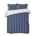 thumbnail image 1 of Quilts Twin-XL Size Bedding Set, Navy Blue Striped Lightweight Quilted Comforter, Navy Blue White Farmhouse Stripes Soft Reversible Bedspread Coverlet with Pillow Covers for All Season, 68" x 98", 1 of 7