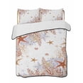 thumbnail image 1 of Quilts Twin-XL Size Bedding Set, Orange Coastal Lightweight Quilted Comforter, Beach Nautical Coral Starfish Summer Soft Reversible Bedspread Coverlet with Pillow Covers for All Season, 68" x 98", 1 of 7