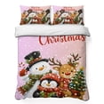 thumbnail image 1 of Quilts Twin XL Size Bedding Set, Pink Christmas Lightweight Quilted Comforter, Xmas Snowman Elk Penguin Snowflake Pine Trees Reversible Bedspread Coverlet with Pillow Covers for All Season, 68" x 98", 1 of 9