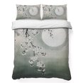 thumbnail image 1 of Quilts Twin XL Size Bedding Set, Plum Flowers Branch Lightweight Quilted Comforter, Cherry Blossom Ombre Green Moon Night Soft Bedspread Coverlet with Pillow Covers for All Season, 68" x 98", 1 of 9