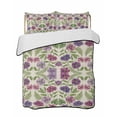 thumbnail image 1 of Quilts Twin-XL Size Bedding Set, Purple Green Botanical Lightweight Quilted Comforter, Spring Floral Summer Rustic Soft Reversible Bedspread Coverlet with Pillow Covers for All Season, 68" x 98", 1 of 7