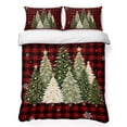 thumbnail image 1 of Quilts Twin XL Size Bedding Set, Red Christmas Lightweight Quilted Comforter, Green Xmas Trees Snowflake Rustic Plaid Soft Reversible Bedspread Coverlet with Pillow Covers for All Season, 68" x 98", 1 of 9