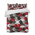 thumbnail image 1 of Quilts Twin-XL Size Bedding Set, Red Grey Abstract Lightweight Quilted Comforter, Modern Geometric Ombre Artwork Soft Reversible Bedspread Coverlet with Pillow Covers for All Season, 68" x 98", 1 of 7