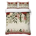 thumbnail image 1 of Quilts Twin XL Size Bedding Set, Red Poinsettia Christmas Lightweight Quilted Comforter, Xmas Winter Flowers Leaves Retro Reversible Bedspread Coverlet with Pillow Covers for All Season, 68" x 98", 1 of 9