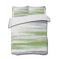 thumbnail image 1 of Quilts Twin-XL Size Bedding Set, Sage Green Gray Lightweight Quilted Comforter, Neutral Abstract White Ombre Texture Soft Reversible Bedspread Coverlet with Pillow Covers for All Season, 68" x 98", 1 of 7