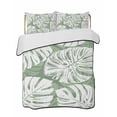 thumbnail image 1 of Quilts Twin-XL Size Bedding Set, Sage Green Monstera Deliciosa Lightweight Quilted Comforter, Summer Botanical Tropical Soft Reversible Bedspread Coverlet with Pillow Covers for All Season, 68" x 98", 1 of 7