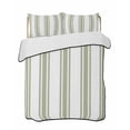 thumbnail image 1 of Quilts Twin-XL Size Bedding Set, Sage Green Striped Lightweight Quilted Comforter, Farmhouse Aesthetic Modern Stripes Soft Reversible Bedspread Coverlet with Pillow Covers for All Season, 68" x 98", 1 of 7