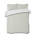 thumbnail image 1 of Quilts Twin-XL Size Bedding Set, Sage Green Vertical Striped Lightweight Quilted Comforter, Farmhouse Thin Line Stripes Soft Reversible Bedspread Coverlet with Pillow Covers for All Season, 68" x 98", 1 of 7