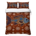 thumbnail image 1 of Quilts Twin XL Size Bedding Set, Southwest Tribal Lightweight Quilted Comforter, Vintage Rustic Fish Motifs Wooden Texture Soft Bedspread Coverlet with Pillow Covers for All Season, 68" x 98", 1 of 9