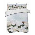 thumbnail image 1 of Quilts Twin-XL Size Bedding Set, Spring Magnolia Flower Lightweight Quilted Comforter, White Floral Botanical Light Blue Reversible Bedspread Coverlet with Pillow Covers for All Season, 68" x 98", 1 of 7