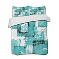 thumbnail image 1 of Quilts Twin-XL Size Bedding Set, Turquoise Pink Lightweight Quilted Comforter, Modern Abstract Art Botanical Soft Reversible Bedspread Coverlet with Pillow Covers for All Season, 68" x 98", 1 of 7