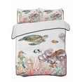 thumbnail image 1 of Quilts Twin-XL Size Bedding Set, Turtle Coastal Lightweight Quilted Comforter, Nautical Summer Beach Coral Seahorse Jellyfish Soft Bedspread Coverlet with Pillow Covers for All Season, 68" x 98", 1 of 7