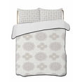 thumbnail image 1 of Quilts Twin-XL Size Bedding Set, Vintage Bohemia Lightweight Quilted Comforter, Gray Flowers Boho Pattern Cream Soft Reversible Bedspread Coverlet with Pillow Covers for All Season, 68" x 98", 1 of 7