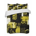 thumbnail image 1 of Quilts Twin-XL Size Bedding Set, Yellow Black Lightweight Quilted Comforter, Modern Abstract Art Botanical Soft Reversible Bedspread Coverlet with Pillow Covers for All Season, 68" x 98", 1 of 7