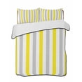 thumbnail image 1 of Quilts Twin-XL Size Bedding Set, Yellow Stripe Lightweight Quilted Comforter, Geometric Grey White Vertical Striped Soft Reversible Bedspread Coverlet with Pillow Covers for All Season, 68" x 98", 1 of 7