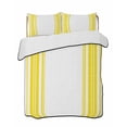 thumbnail image 1 of Quilts Twin-XL Size Bedding Set, Yellow Striped Lightweight Quilted Comforter, Farmhouse Simple Line Vertical Stripes Soft Reversible Bedspread Coverlet with Pillow Covers for All Season, 68" x 98", 1 of 7