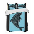 thumbnail image 1 of Quilts Twin XL Size, Black Blue Dolphin Soft Comforter Bedding Set for Bed, Summer Beach Coastal Modern Art Lightweight Quilted Bedspread with Pillow Cover(2 Pieces) for All Season, 68x98 Inch, 1 of 6