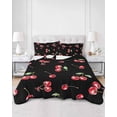 thumbnail image 1 of Quilts Twin XL Size, Cherry Rustic Soft Comforter Bedding Set for Bed, Spring Summer Tropic Fruit Black Lightweight Quilted Bedspread with Pillow Cover(2 Pieces) for All Season, 68x98 Inch, 1 of 6