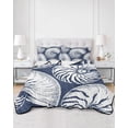 thumbnail image 1 of Quilts Twin XL Size, Coastal Shell Navy Blue Soft Comforter Bedding Set for Bed, Summer Ocean Shell Beach Lightweight Quilted Bedspread with Pillow Cover(2 Pieces) for All Season, 68x98 Inch, 1 of 9