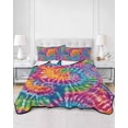 thumbnail image 1 of Quilts Twin XL Size, Colorful Soft Comforter Bedding Set for Bed, Ethnic Modern Abstract Watercolor Tie-Dye Lightweight Quilted Bedspread with Pillow Cover(2 Pieces) for All Season, 68x98 Inch, 1 of 6