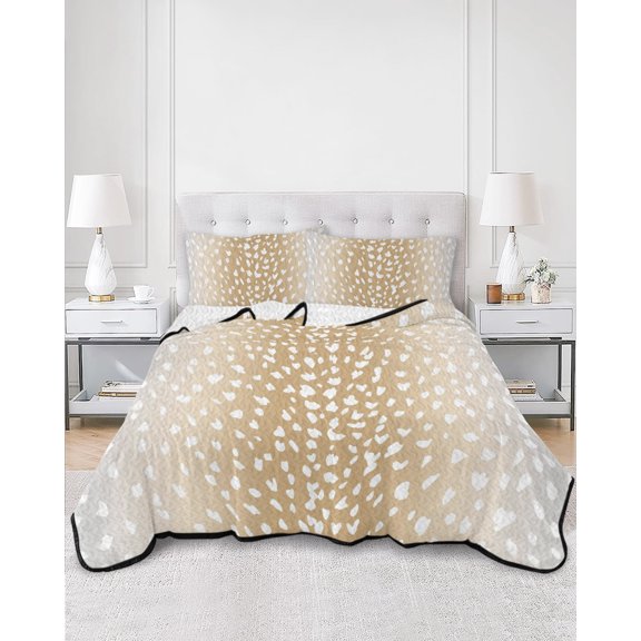 Quilts Twin XL Size, Cream Gray Sheep Skin Soft Comforter Bedding Set for Bed, Ombre Abstract Farmhouse Animal Print Lightweight Quilted Bedspread with Pillow Cover(2 Pieces), 68x98 Inch