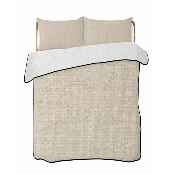 Quilts Twin XL Size, Cream Soft Comforter Bedding Set for Bed, Farmhouse Burlap Solid Beige Color Modern Linen Texture Lightweight Quilted Bedspread with Pillow Cover(2 Pieces), 68x98 Inch