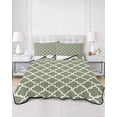 thumbnail image 1 of Quilts Twin XL Size, Green Morocco Soft Comforter Bedding Set for Bed, Boho Farmhouse Abstract Geometric Simple Lightweight Quilted Bedspread with Pillow Cover(2 Pieces) for All Season, 68x98 Inch, 1 of 6