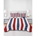 thumbnail image 1 of Quilts Twin XL Size, Nautical Anchor Soft Comforter Bedding Set for Bed, Red Navy Blue White Stripe Geometric Lightweight Quilted Bedspread with Pillow Cover(2 Pieces) for All Season, 68x98 Inch, 1 of 6