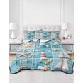 thumbnail image 1 of Quilts Twin XL Size, Nautical Beach Soft Comforter Bedding Set for Bed, Blue Coastal Starfish Lighthouse Starfish Lightweight Quilted Bedspread with Pillow Cover(2 Pieces) for All Season, 68x98 Inch, 1 of 6