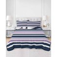 thumbnail image 1 of Quilts Twin XL Size, Navy Blue Purple Striped Soft Comforter Bedding Set for Bed, Gradient Horizontal Lines Lightweight Quilted Bedspread with Pillow Cover(2 Pieces) for All Season, 68x98 Inch, 1 of 6