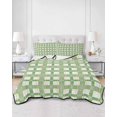 thumbnail image 1 of Quilts Twin XL Size, Ombre Green Plaid, Soft Comforter Bedding Set for Bed, Minimalistic Geometric Farmhouse Grid Lightweight Quilted Bedspread with Pillow Cover(2 Pieces) for All Season, 68x98 Inch, 1 of 6