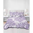 thumbnail image 1 of Quilts Twin XL Size, Purple Coral Coastal Soft Comforter Bedding Set for Bed, Summer Beach Nautical Ocean Lightweight Quilted Bedspread with Pillow Cover(2 Pieces) for All Season, 68x98 Inch, 1 of 9