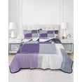 thumbnail image 1 of Quilts Twin XL Size, Purple Grey Soft Comforter Bedding Set for Bed, Modern White Graffiti Square Smear Texture Lightweight Quilted Bedspread with Pillow Cover(2 Pieces) for All Season, 68x98 Inch, 1 of 6